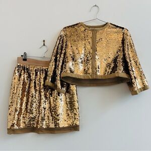 Dolce & Gabbana Gold Sequin Skirt Set